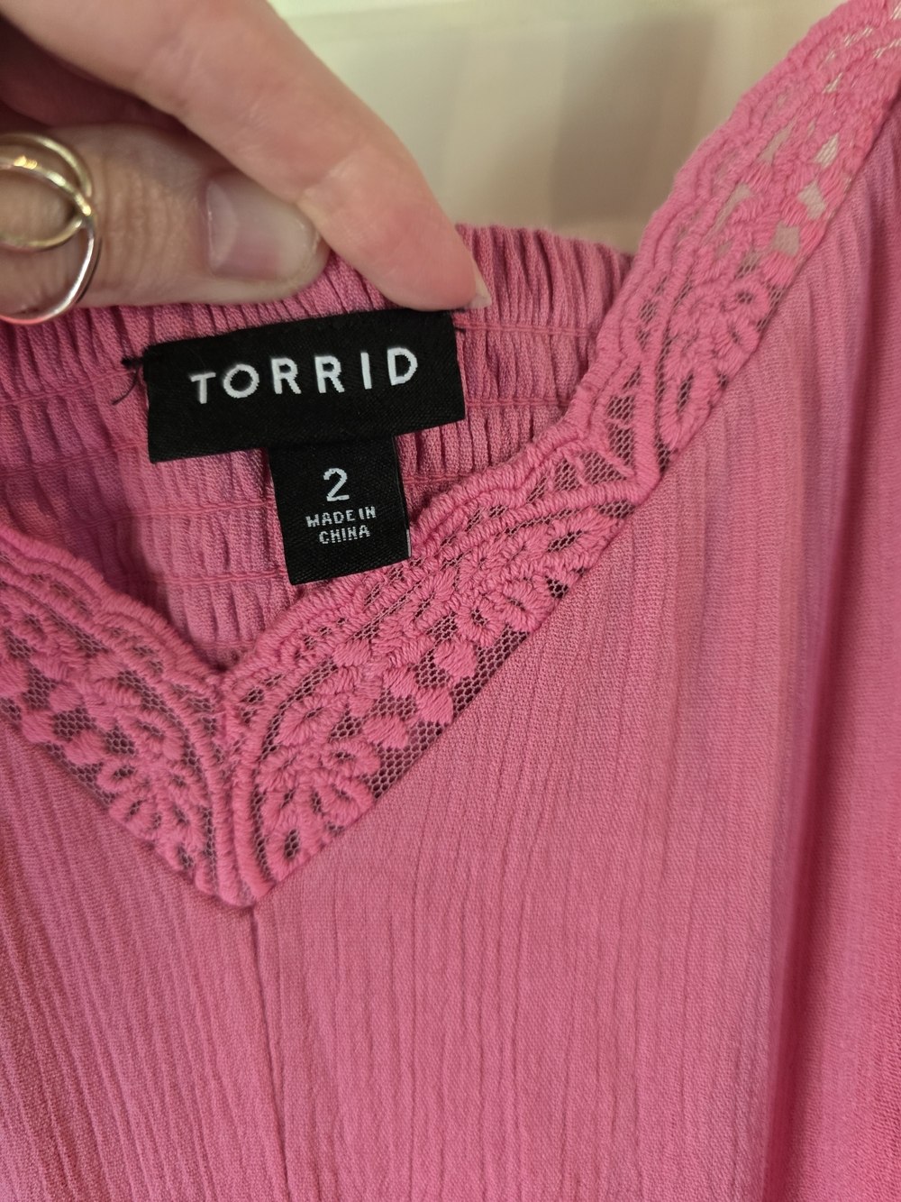 torrid Solid Pink Gauze Maxi Dress with Lace Waist Detail - Picture 6 of 11